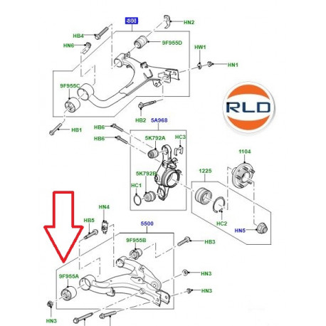 Britpart Bras de suspention arriere inferieur gauche OEM (LR051594GB)