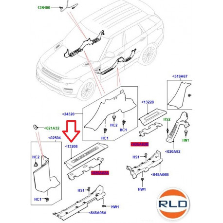 Land rover bas de marche avant droit  Range L405,  Sport (LR035836)