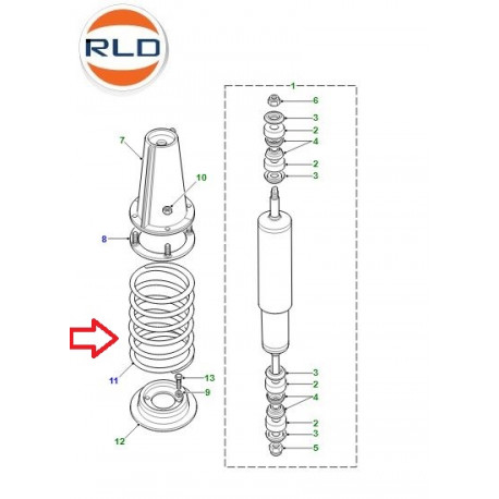 Land rover ressort helicoide Defender 90 (NRC9446)