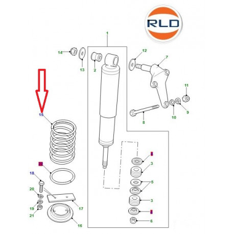 Land rover ressort helicoide Defender 90, 110, 130 (NRC9449)