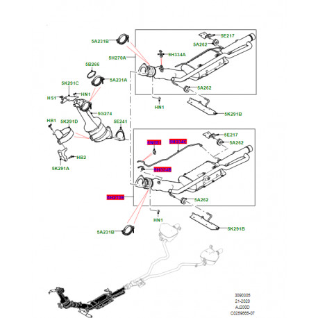 Land rover tuyau d'échappement Discovery Sport,  Evoque (LR088326)