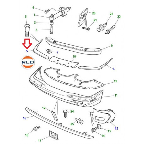 Jaguar lame de pare-choc droite (HNC6535BB)