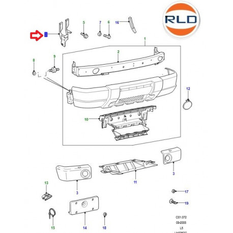 Land rover support droit parechoc avant Discovery 2 (ABU700381)