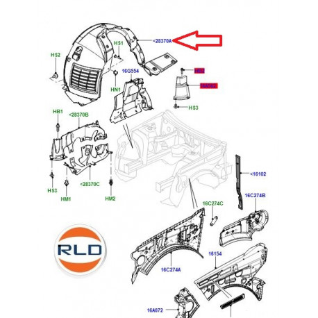 Land rover passage de roue avant gauche (LR019147)
