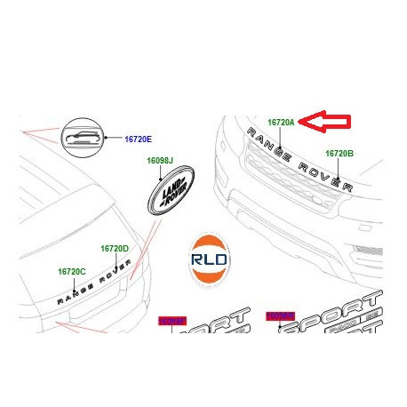 Land rover Logo RANGE capot (LR088856)