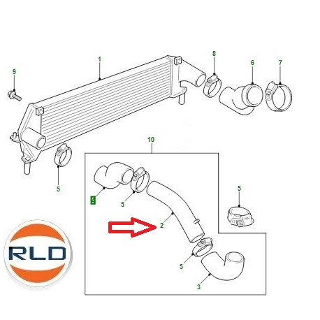 Land rover tuyau rigide intercooler (PNP101250)
