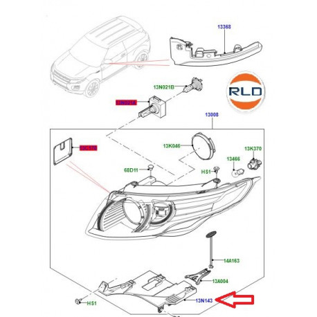 Land rover plaque de montage phare avant gauche Evoque (LR044484)