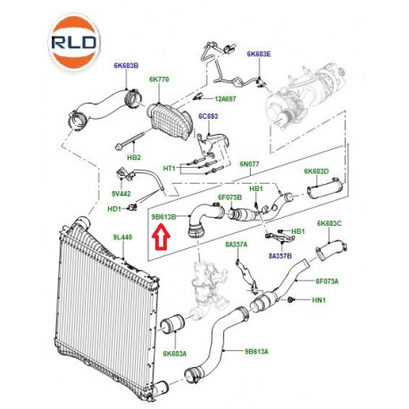 Land rover durite echangeur  Range Sport (LR014154)