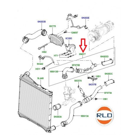 Land rover durite intercooler Discovery 4 (LR071389)