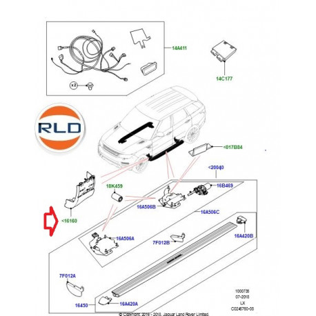 Land rover Moulure marchepied aile avant Range Sport (VPLWP0173)