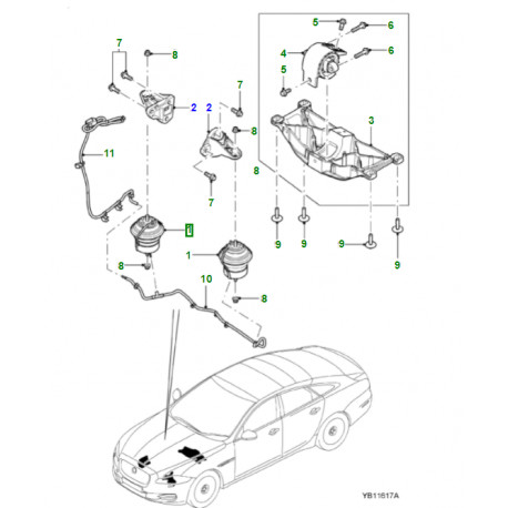 Jaguar support/monture XJ X351 (C2D6341)