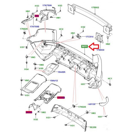 Land rover pare choc arriere Range Evoque (LR074965)