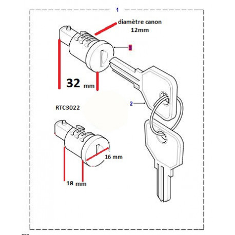 Land rover barillet et cle Defender (RTC3022)