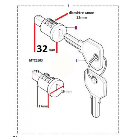 Britpart kit  2 barillets 2 clefs Defender (MTC6503)