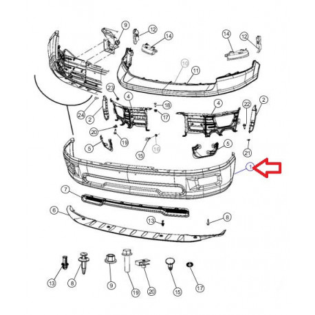 Mopar pare-chocs avant DODGE RAM (68088186AA)