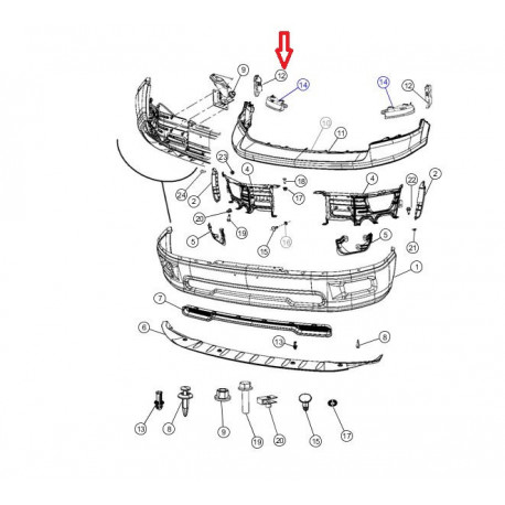 Mopar Support superieur droit  de pare choc avant DODGE RAM (55277480AD)
