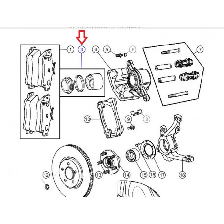 Mopar piston et joint pour etrier avant PT Cruiser (05017842AB)