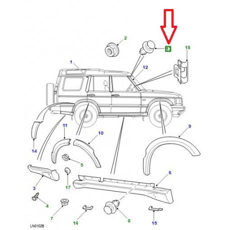 Land rover rivet de plastique (79086L)