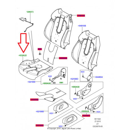 Land rover mousse  assise de siege Evoque (LR047659)