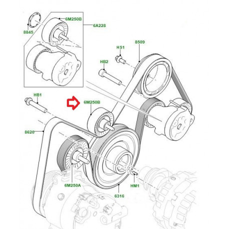 Land rover poulie renvoi accessoires (LR073726)