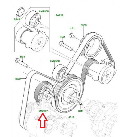 Land rover POULIE RENVOI ENTRAIN ACCESSOIRES (LR071758)