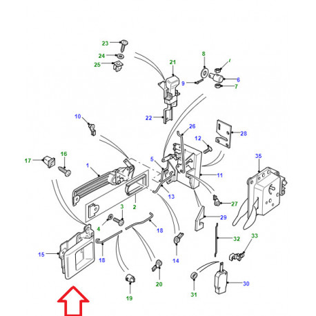 Land rover poignee interieure de porte Defender 90, 110, 130 (DBP5841PMA)