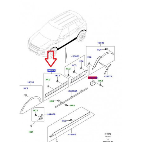 Land rover moulure exterieure-porte (LR094273)