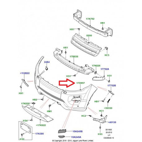 Land rover pare-chocs av (LR072260)