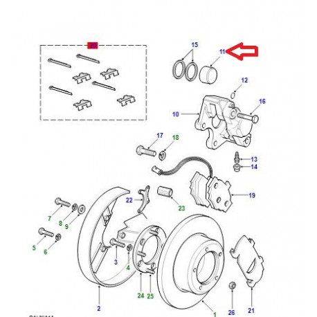 Land rover piston etrier de frein arriere Discovery 1 et Range Classic (0GCG1)