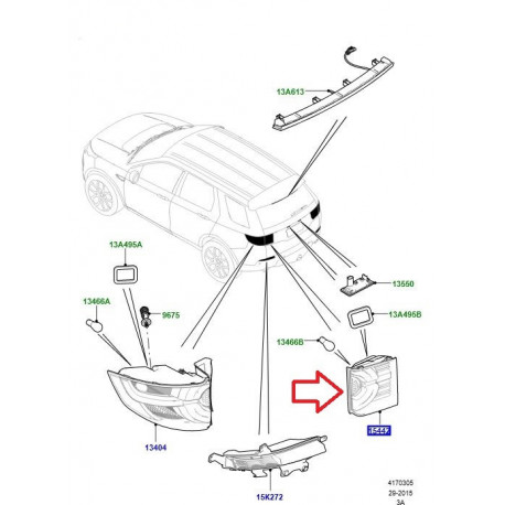 Land rover Feu arriere droit sur hayon (LR135466LR)