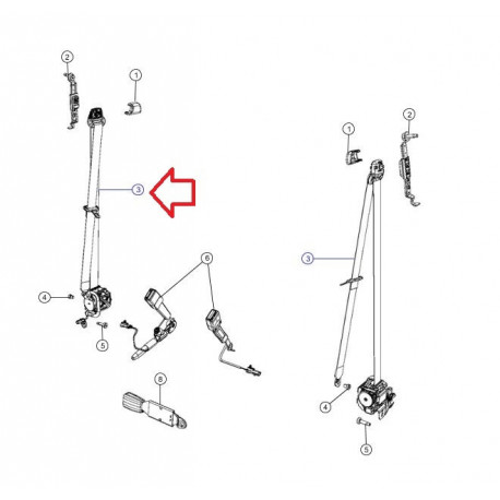 Mopar ceinture de securité avant gauche (5KC72DX9AG)