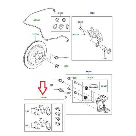 Land rover Plaquette de frein arriere  RR Sport Discovery 3 et 4 (LR032377)