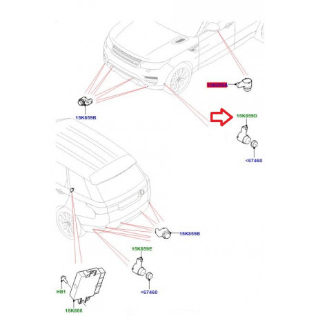 Land rover detecteur stationnement avant lateral RR Sport (LR093844)