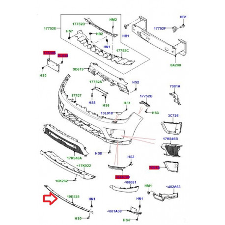 Land rover deflecteur d'air (LR099377)