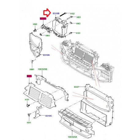 Land rover Support de radiateur additionel droit RR Sport (LR124850)