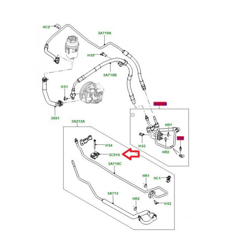 Land rover agraphe durite de direction (LR006100)