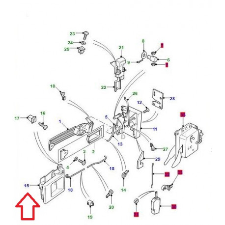 Land rover poignee interieur de porte droite Defender (DBP5840PMA)