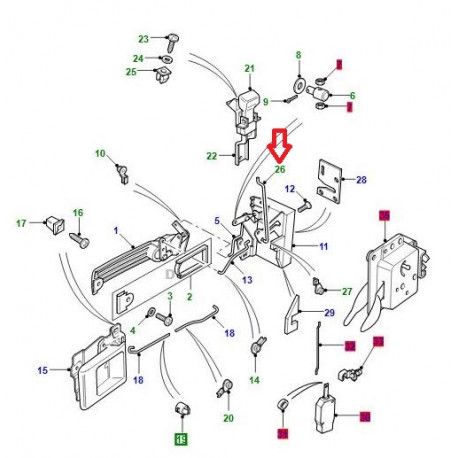 Land rover Tringle iaison serrure Defender (LR066950)