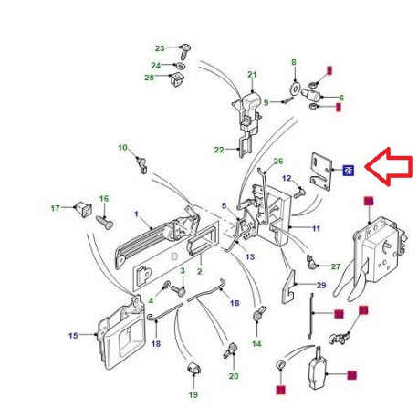 Land rover Joint de serrure gauche Defender (LR056948)