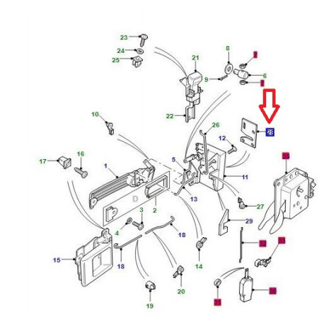 Land rover Joint de serrure droite Defender (LR056947)