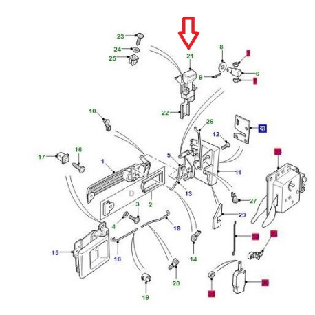 Land rover locquet de verrouillage de porte Defende (JRC1775PMA)
