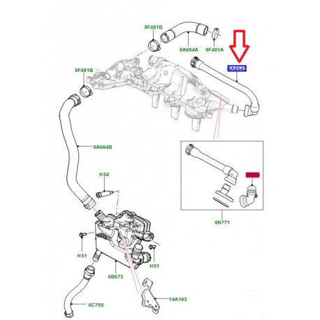 Land rover tube reniflard (LR065344)