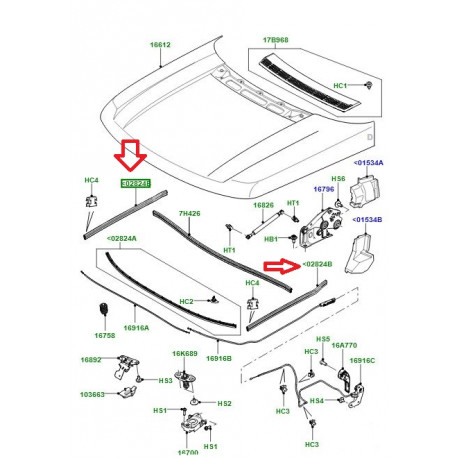 Land rover joint capot Range L322 (LR012017)