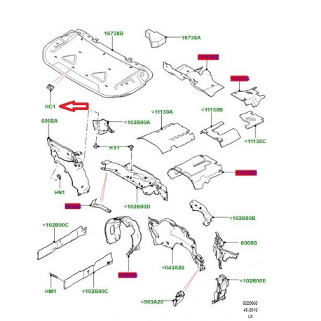 Land rover agrafe Evoque et Range L405,  Sport (LR027039)