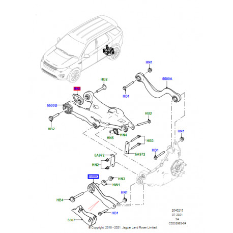 Land rover bras de suspension ar inferieur gauche (LR097278)