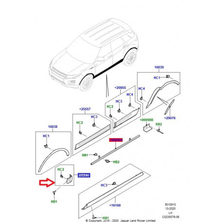 Land rover enjoliveur-aile av (LR079234)