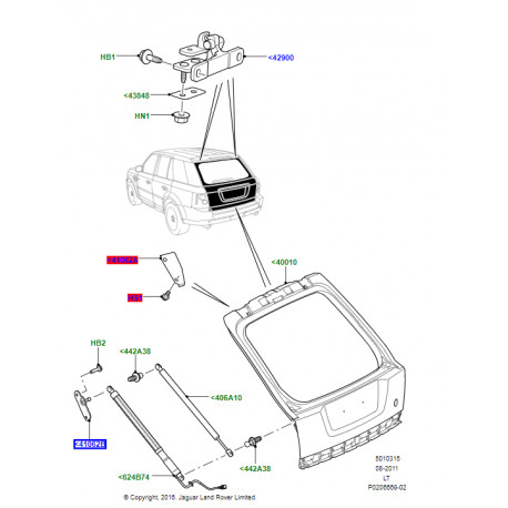 Land rover support de verin de hayon gauche motorisé Range Sport (LR095809)