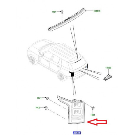 Land rover Feu arriere gauche RANGE ROVER (LR135422LR)