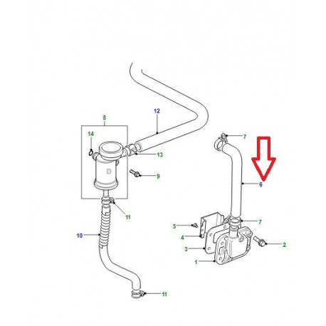 Land rover durite reniflard Defender 90, 110, 130 (LLH500170)