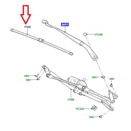 Land rover essuie glace avant gauche EVOQUE (LR086384)